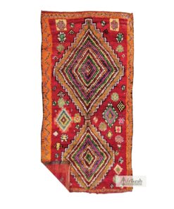 DAKIA - Red and Orange Rug - Bohemian Vintage Diamond Carpet 6x12