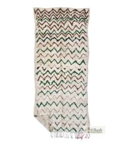 BENDAR - Green and Brown Rug - Boho Vintage ZigZag Carpet 6x11