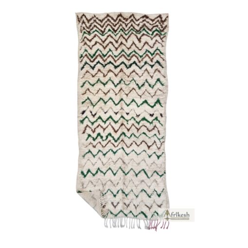 BENDAR - Green and Brown Rug - Boho Vintage ZigZag Carpet 6x11