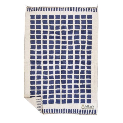 DAMA - Beni Ourain Grid Carpet 8x12- Blue Moroccan Rug