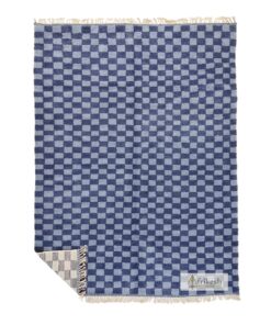 TOUBA – Blue Rug – Moroccan Beni Ourain Checkered Custom Rug