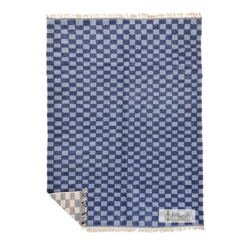 TOUBA – Blue Rug – Moroccan Beni Ourain Checkered Custom Rug