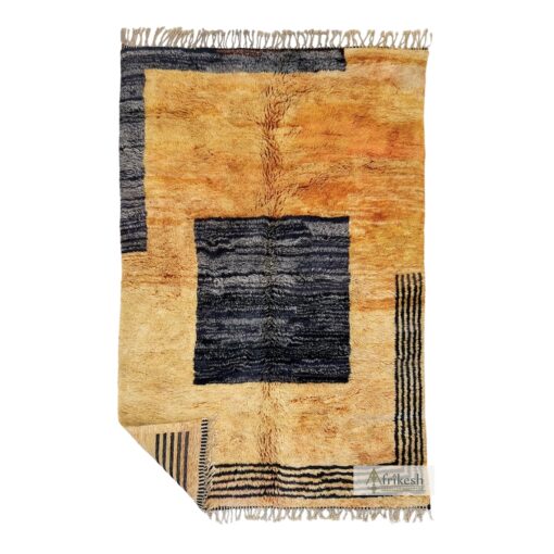 DIFAY -  Mrirt Beni Rug 6x9 - Geometric Brown Shag Moroccan Rug