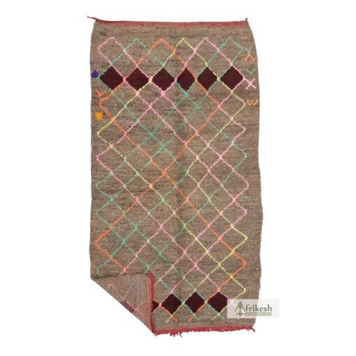 GHRIBA - Brown & Orange Rug - Bohemian Vintage Geometric Carpet 5x8