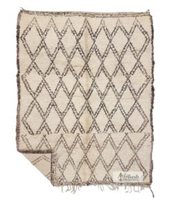 REYYAN - Cream & Brown Beni Ourain Rug - Vintage Geometric Rug 6x8