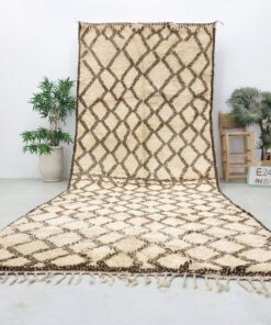 Alternative view of HILMA - Cream & Brown Beni Ourain Rug - Vintage Geometric Rug 6x16