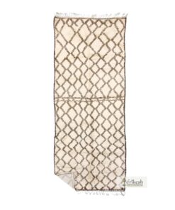 HILMA - Cream & Brown Beni Ourain Rug - Vintage Geometric Rug 6x16