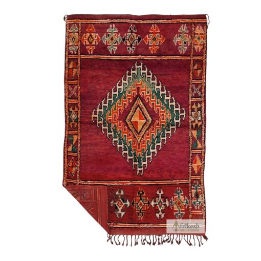 SILIS - Maroon Rug - Moroccan Vintage Geometric Carpet 6x9
