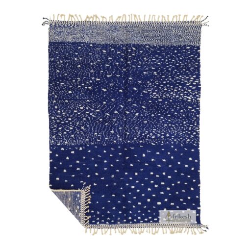 NOJOUM – Beni Ourain Custom Rug – Blue Moroccan Wool Dotted Rug