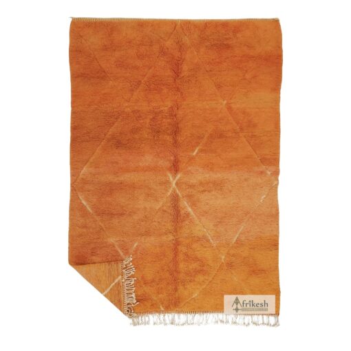 JAFAT - Moroccan Orange Shag Rug- Wool Beni Mrirt Tufted Rug 7x9