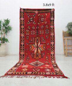 Alternative view of ROSA - Red Rug - Bohemian Vintage Geometric Carpet 3x9