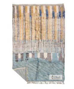GHAFAR - Green & Mustard Shag Rug- Beni Mrirt Striped Rug 7x10