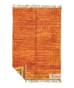 TIRA - Orange Moroccan Shag Rug- Berber Beni Mrirt Tufted Rug 6x10
