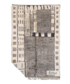 GHAYRA - Gray & White Shag Rug- Beni Mrirt Striped Rug 6x10