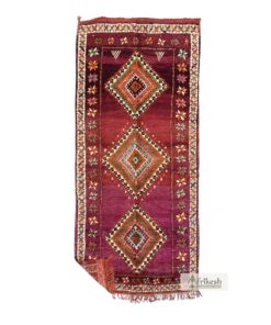 QANDEEL - Velvet Maroon Rug - Bohemian Vintage Geometric Carpet 6x13