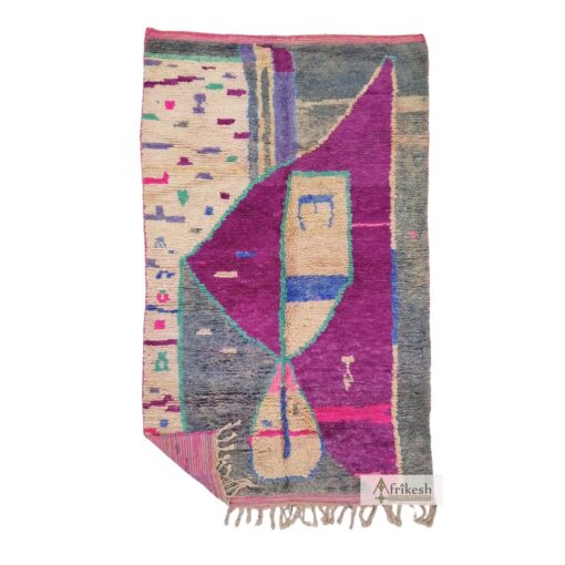 LEERA - Purple Moroccan Rug - Handmade Boujaad Abstract Rug 5x9