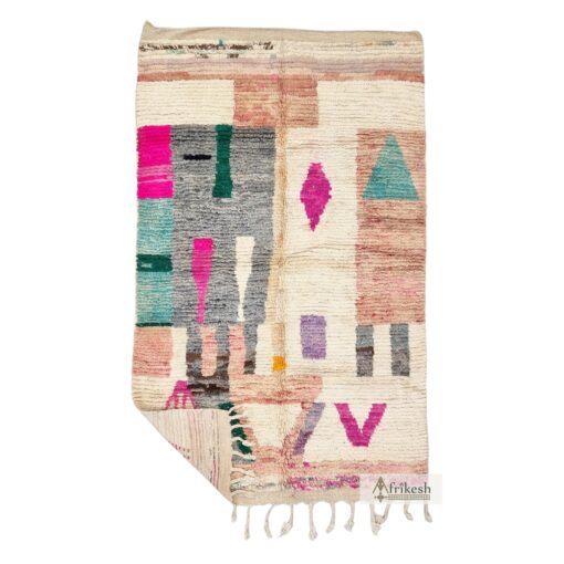 ISHTIAQ - Cream Moroccan Rug - Boho Boujaad Abstract Rug 5x8