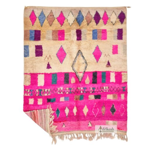 ASHIBA - Boho Rug 8x10 - Pink Wool Boujaad Moroccan Rug