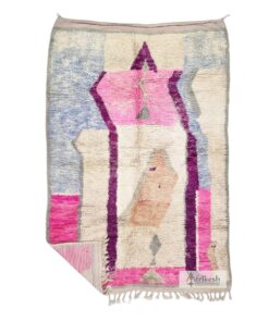 ROUH - Pink & Cream Rug - Wool Boujaad Abstract Rug 5x8