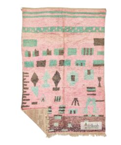 NOHA- Pink & Green Rug - Berber Boujaad Abstract Rug 6x9