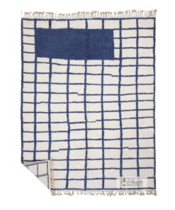 UFAQ – Steel Blue & White Rug–Beni Ourain Grid Custom Rug
