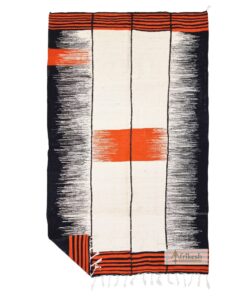 LANDA – Black and Orange Rug – Zanafi Kilim Abstract Custom Rug Sizes