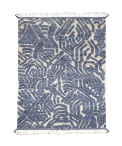 EMAN – Steel Blue & White Rug - Custom Beni Ourain Tufted Rug