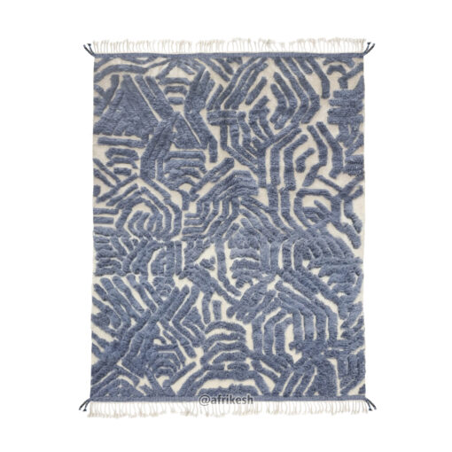 EMAN – Steel Blue & White Rug - Custom Beni Ourain Tufted Rug