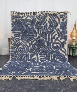Alternative view of EMAN – Steel Blue & White Rug - Custom Beni Ourain Tufted Rug