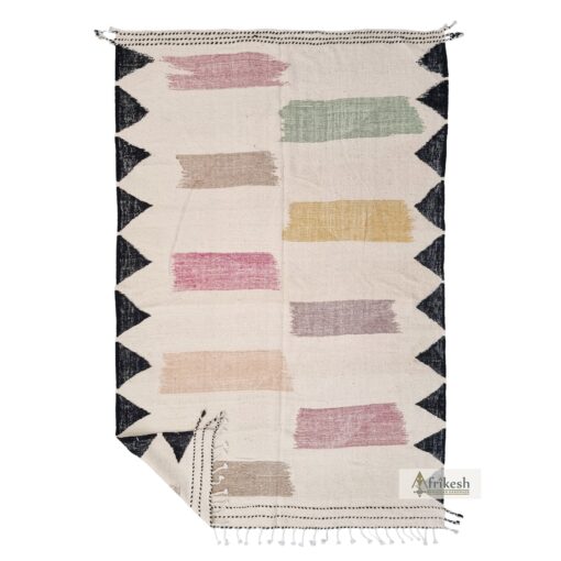 NARAY – Flatweave Abstract Rug – White & Black Custom Kilim Rug