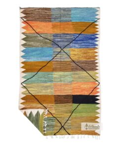 LIMAS – Brown & Blue Rug – Geometric Custom Kilim Rug Sizes