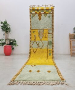 Alternative view of JAYLANE - Beni Ourain Runner Rug - Abstract Custom Runner Green & Yellow Rug