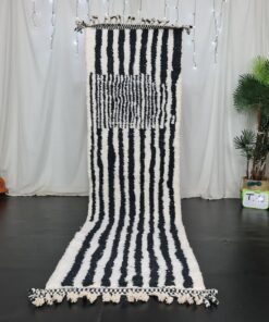Alternative view of KHOYOT - Beni Ourain Runner Rug - Striped Custom Runner Black & White Rug