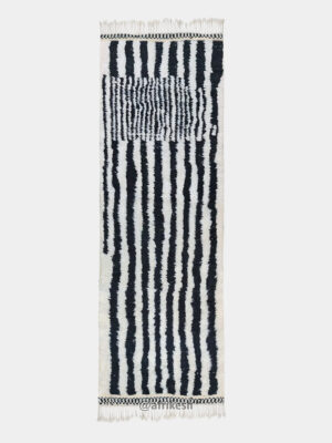 Bohemian on sale Black White Modern Moroccan Handmade Wool Cotton Rug..Customize in Any Size MD-26