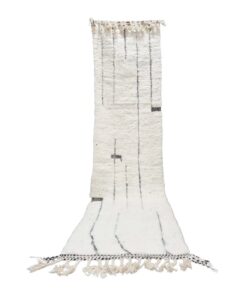 TAWILA - Beni Ourain Runner Rug - Tufted Custom Runner White & Black Rug