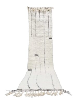 TAWILA - Beni Ourain Runner Rug - Tufted Custom Runner White & Black Rug