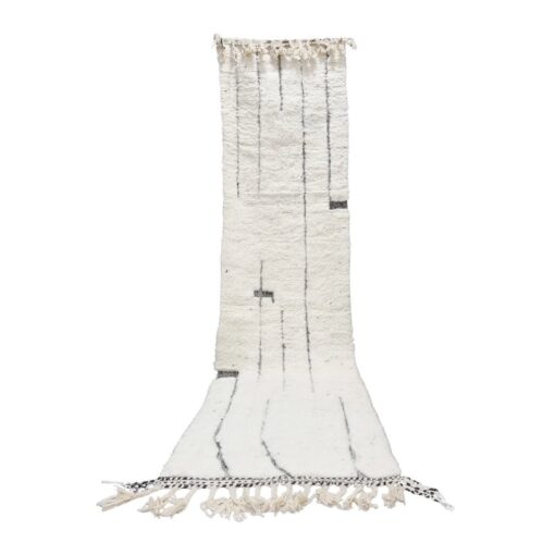 TAWILA - Beni Ourain Runner Rug - Tufted Custom Runner White & Black Rug