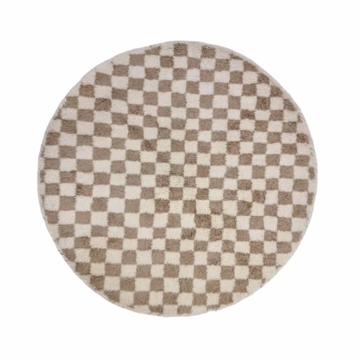 AMINA - Beni Ourain Rug - Checkered Beige Round Rug