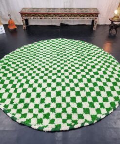 Alternative view of GUL - Beni Ourain Rug - Checkered Green Round Rug