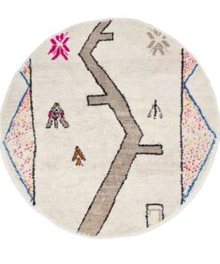 RELAM - Beni Ourain Rug - Abstract Brown & White Round Rug