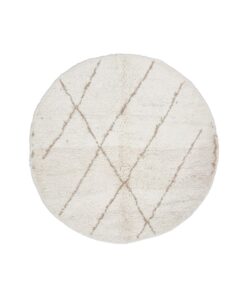 YALIA - Beni Ourain Rug - Striped White Round Rug