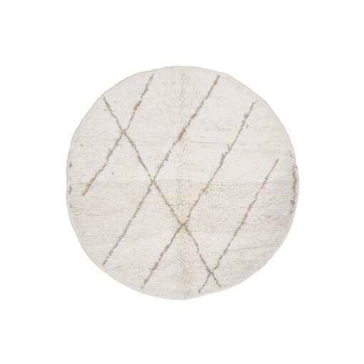 YALIA - Beni Ourain Rug - Striped White Round Rug