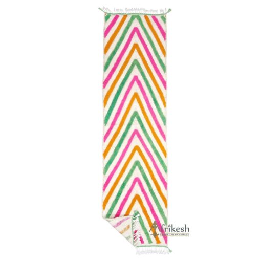 ALIA- Beni Ourain Runner Rug - Striped Custom Runner Pink & Green Rug