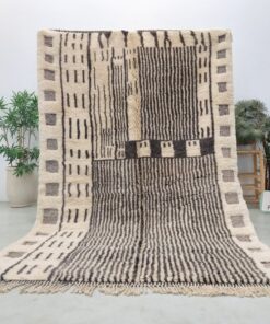 Alternative view of GHAYRA - Beni Mrirt Rug – Striped Custom Gray & White Shag Rug