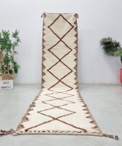 Alternative view of NAYAR - Beni Ourain Runner Rug - Geometric Custom Runner Brown & White Rug