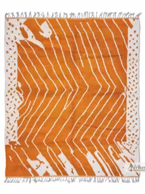 FERYAL – Beni Ourain Orange Rug – Striped Moroccan Custom Rug Sizes