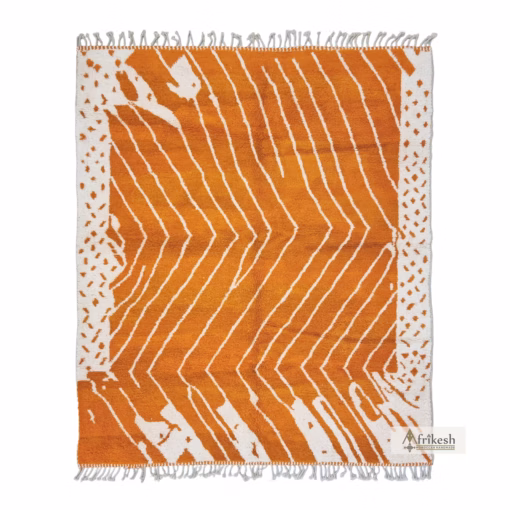 FERYAL – Beni Ourain Orange Rug – Striped Moroccan Custom Rug Sizes