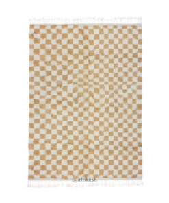 DAYAL - Beni Ourain Rug – Checkered Beige Orange & White Custom Rug
