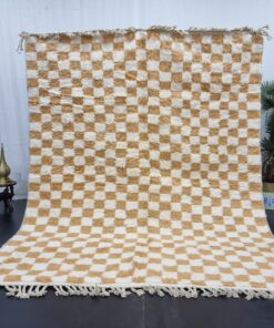 Alternative view of DAYAL - Beni Ourain Rug – Checkered Beige Orange & White Custom Rug