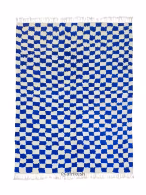 EPSIA - Beni Ourain Rug – Checkered Custom Blue & White Rug